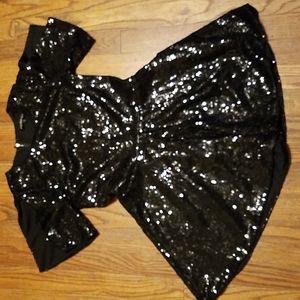 Miss Behave Girls black sequin split sleeve romper